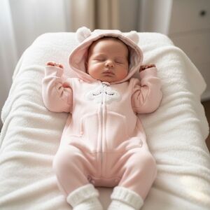 Baby Girl Pink Hooded Zip Romper Sleepsuit Cloud Eyelashes Ears Newborn & 0-3